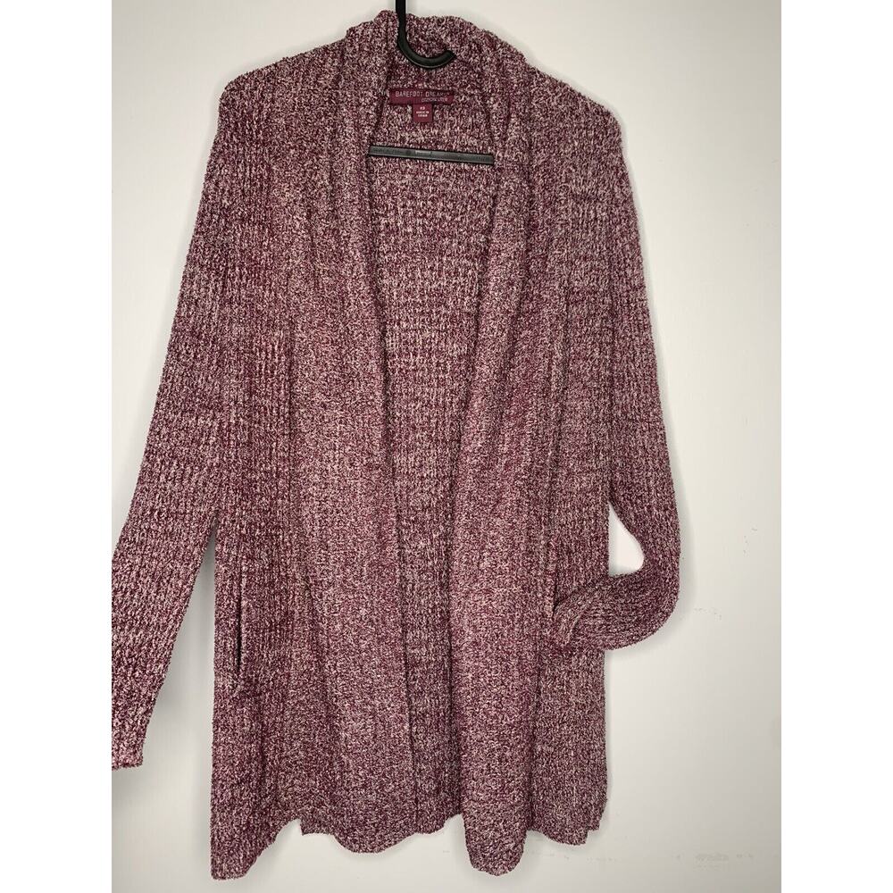 Barefoot Dreams Cozychic Lite Montecito Cardigan Burgundy blend sweater XS